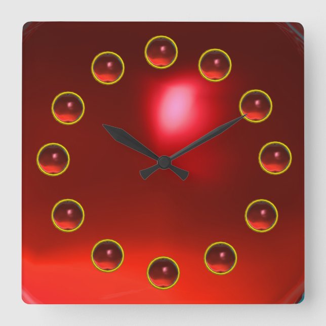 HORLOGE CARRÉE JEUX EN RUBAN 3D ROUGE IMPRIMÉS (Recto)