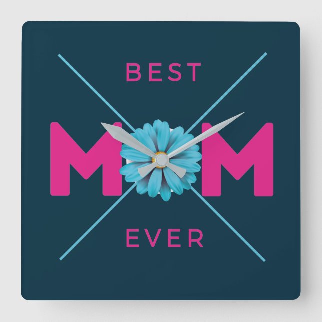 Horloge Carrée Joli design texte Meilleure maman pour la fête des (Recto)