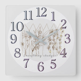 Horloge Carrée Joli Jardin Fleurs Jardin Douce Art