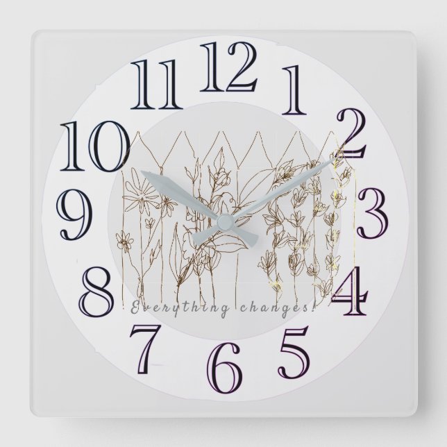 Horloge Carrée Joli Jardin Fleurs Jardin Douce Art (Recto)
