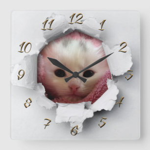 Horloge Carrée Joli petit chat