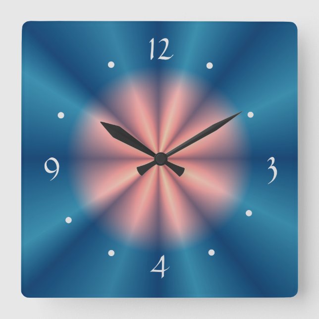 Horloge Carrée Joli Ventilateur Rose Bleu Conception>Horloge mura (Recto)