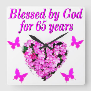 HORLOGE CARRÉE JOLIE ROSE FLORALE 65E ANNIVERSAIRE CONCEPTION