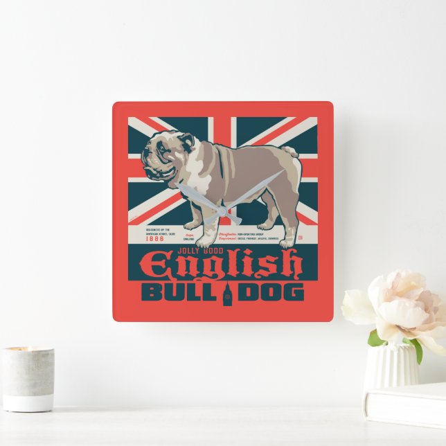 Horloge Carrée Jolly Good English Bulldog (Maison)