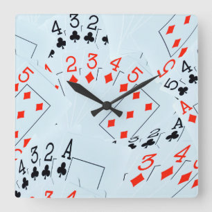 Horloge Carrée Jouer Des Cartes À Cinq,