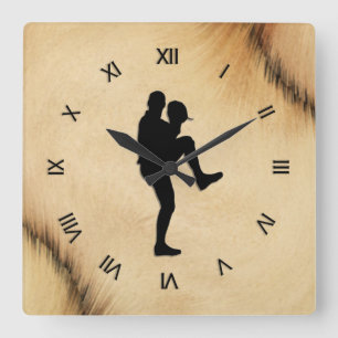 Horloge Carrée Joueur d'antique baseball Roman Numerals