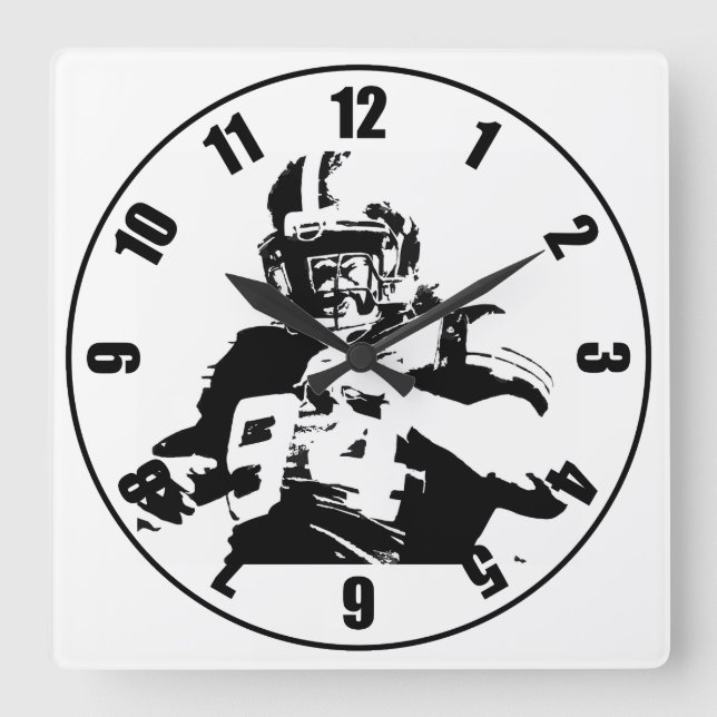 Horloge Carrée Joueur de football (Recto)