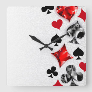 Horloge Carrée Joueur de poker Joueur de cartes de jouer costumes