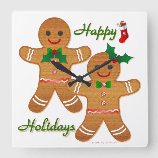 Horloge Carrée Joyeux Gingerbread Homme Garçon Girl (Recto)