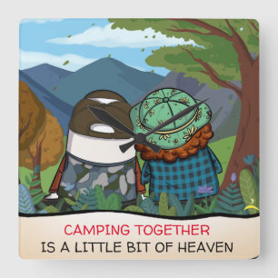 Horloge Carrée Joyeux Modèle de Citation de la vie de Camper Mou