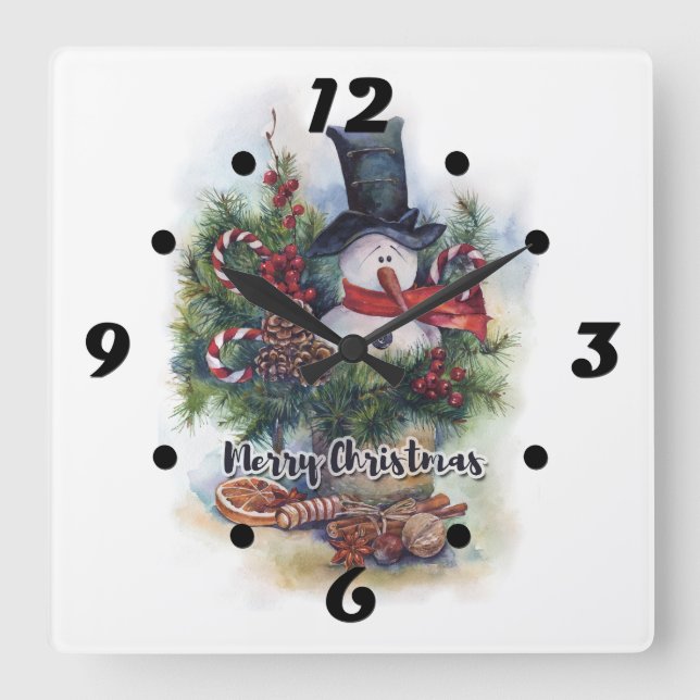 Horloge Carrée Joyeux Noël (Recto)