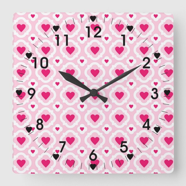 Horloge Carrée Joyeux Saint-Valentin (Recto)