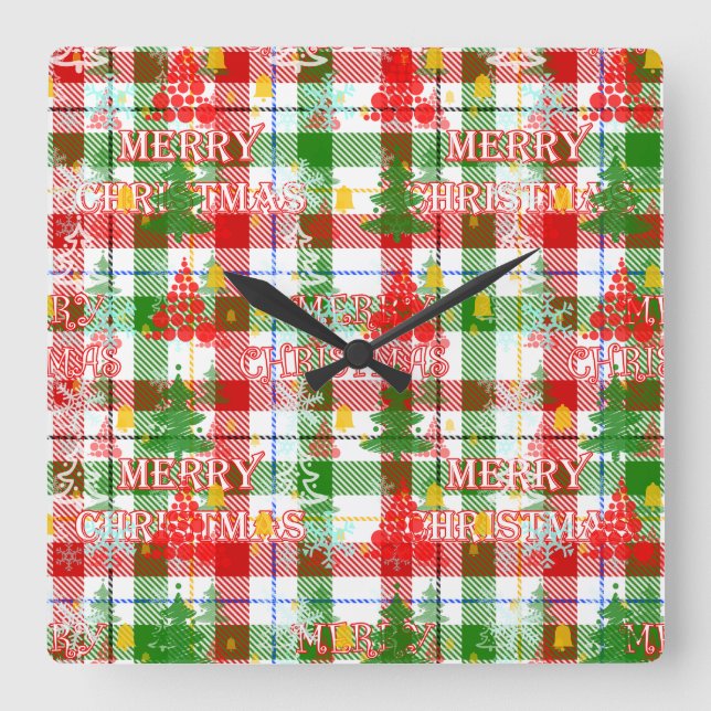 Horloge Carrée Joyeux tatan décoratif de Noël (Recto)