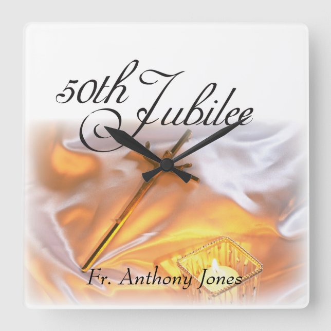 Horloge Carrée Jubilé d'or Vie religieuse, Cross Candle (Recto)