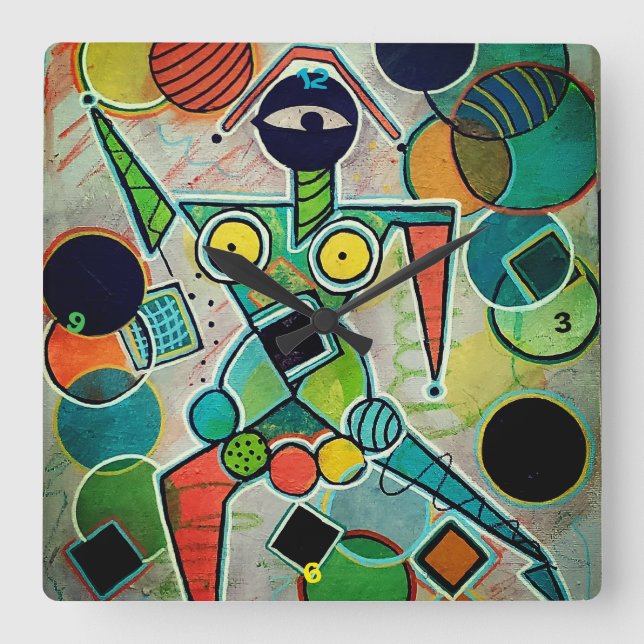 Horloge Carrée "Juggler" Wall Clock (Recto)