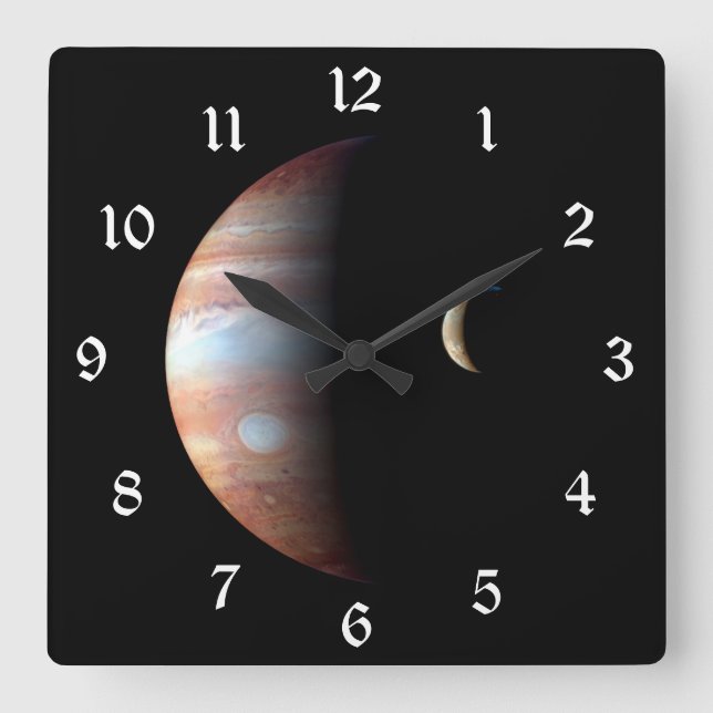 Horloge Carrée Jupiter 5ème planète avec système solaire Cassini (Recto)