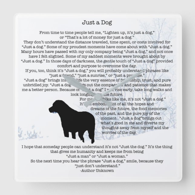 Horloge Carrée Juste un citation de chien - Black Labrador Amoure (Recto)
