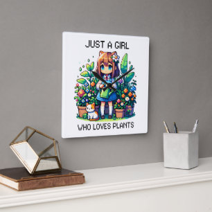 Horloge Carrée Juste une fille qui aime les Plantes