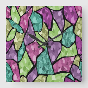 Horloge Carrée Kaléidoscope en mosaïque sans joint abstrait moder