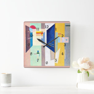 Horloge Carrée Kandinsky - Après La Droite - À Gauche,
