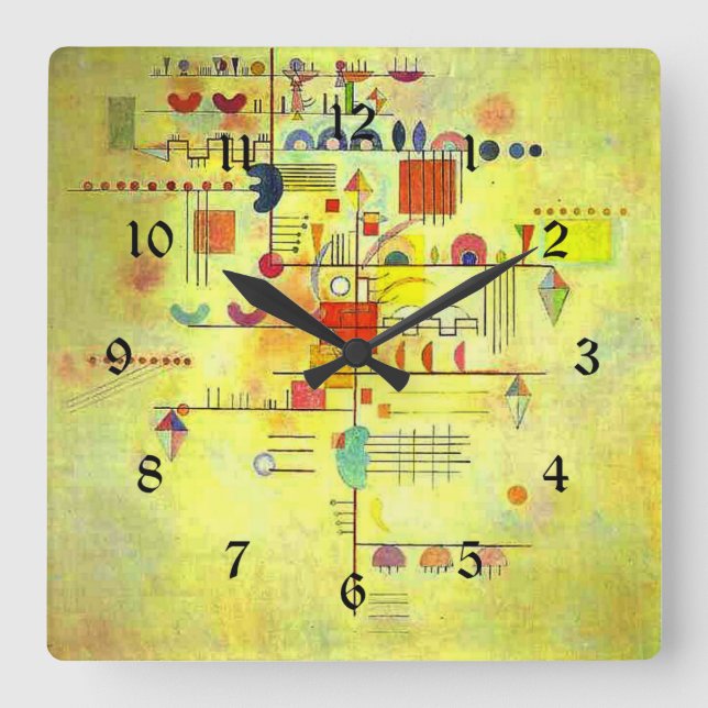 Horloge Carrée Kandinsky - Ascension Douce, art abstrait (Recto)