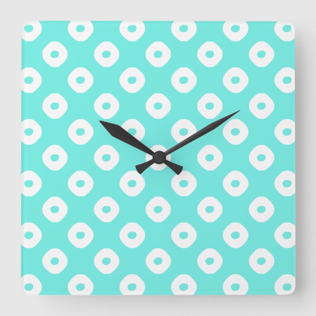 Horloge Carrée "Kanoko" Fawn Spot Motif Blanc (Recto)