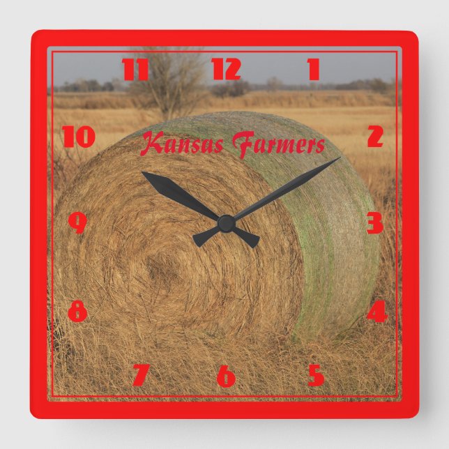 Horloge Carrée Kansas Hay Bale (Recto)