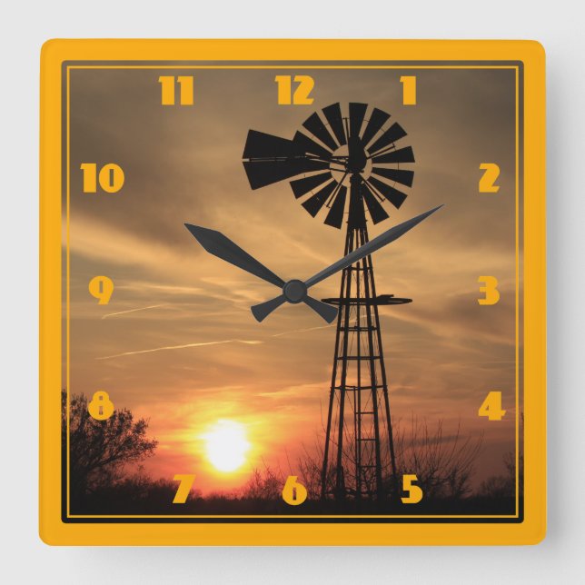 Horloge Carrée Kansas Windmill (Recto)