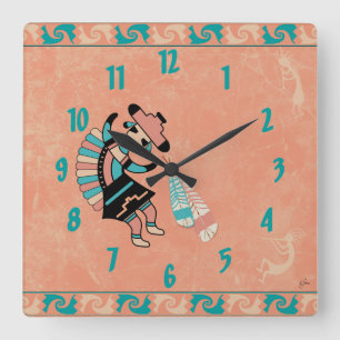 Horloge Carrée Katsina (Kachina) Danseuse
