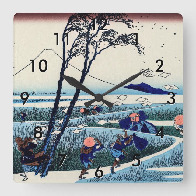 Horloge Carrée Katsushika Hokusai - Ejiri dans la province de Sur (Recto)