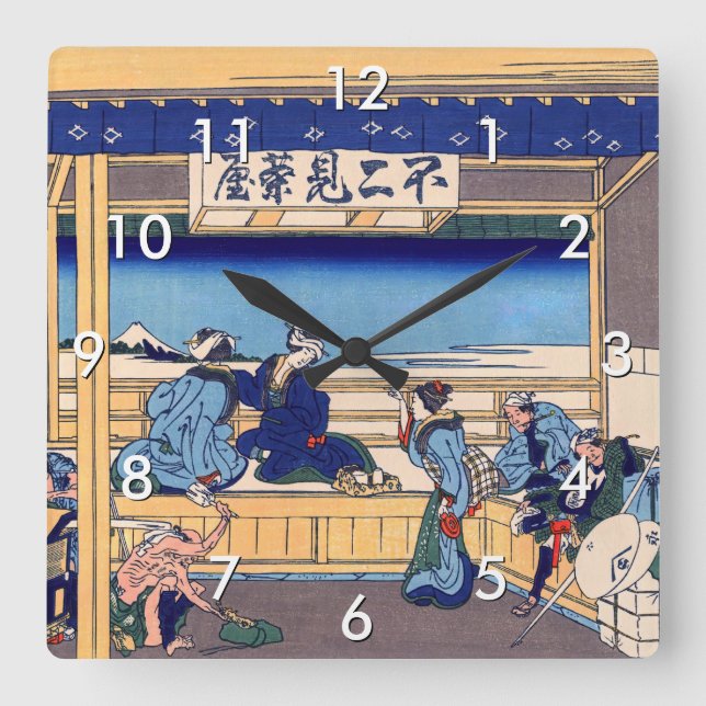 Horloge Carrée Katsushika Hokusai - Yoshida sur le Tokaido (Recto)