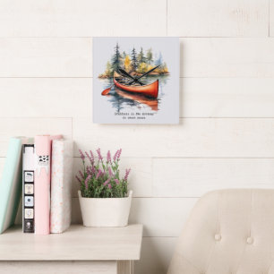 Horloge Carrée Kayak Aquarelle Sur Le Lac Orange Deux Tons