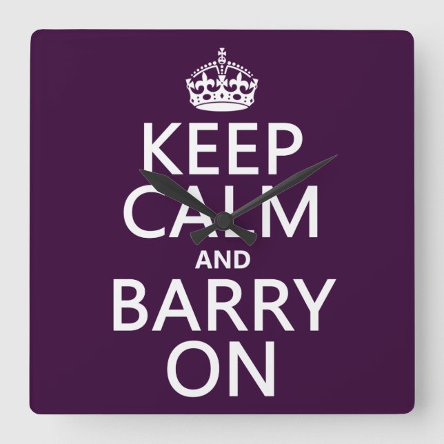 Horloge Carrée Keep Calm et Barry On (Recto)