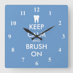 Horloge Carrée Keep calm wall clock for dentist practice
