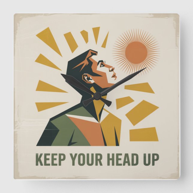 Horloge Carrée Keep Your Head Up (Recto)