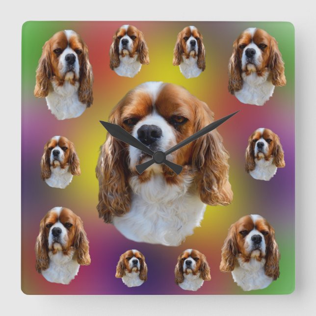 Horloge Carrée King Charles Cavalier Spaniel, (Recto)