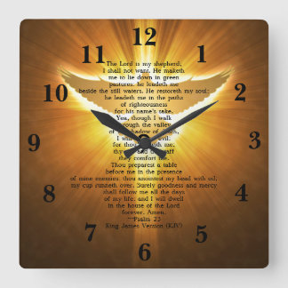Horloge Carrée King James Version Psaume 23 Écriture biblique