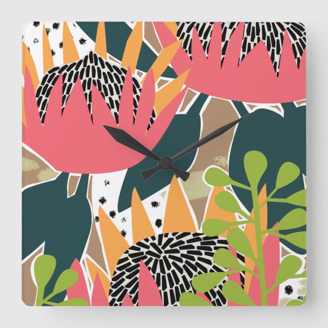 Horloge Carrée King Protea I (Recto)