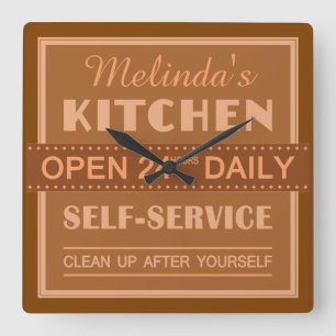 Horloge Carrée Kitchen - custom name - wall clock
