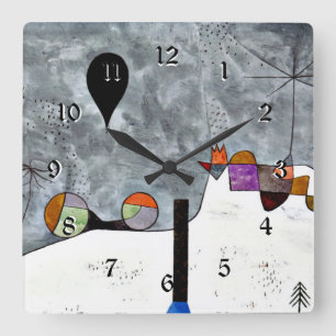 Horloge Carrée Klee - Hiver, peinture populaire