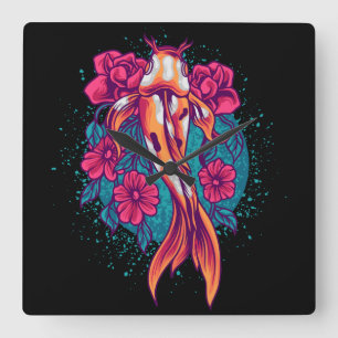 Horloge Carrée Koi Fish
