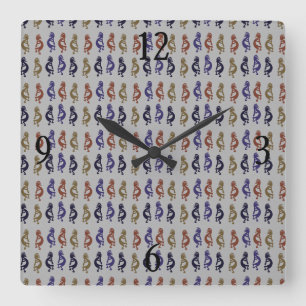 Horloge Carrée Kokopelli Group of Flute Playing Figures Square Wa
