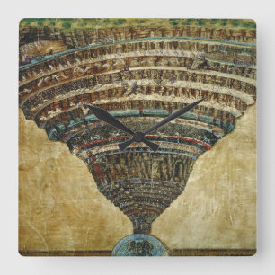 Horloge Carrée La Carte de l'Enfer, Abyss de l'Enfer - Sandro Bot