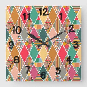 Horloge Carrée La courtepointe Boho Crazy