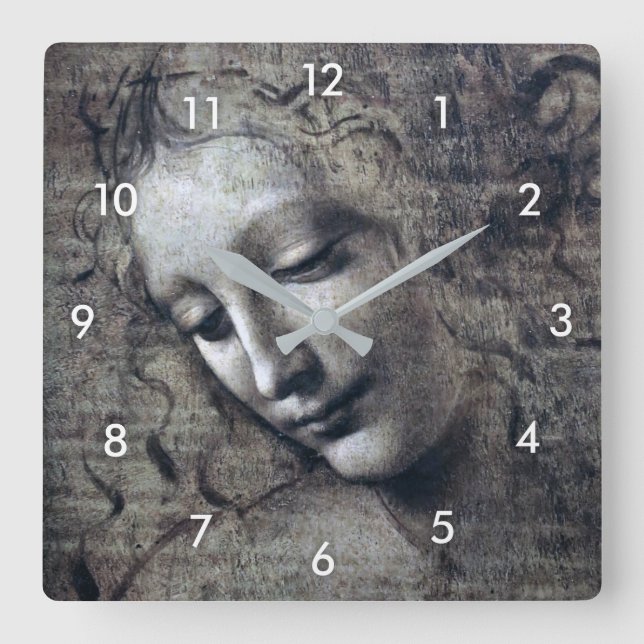 Horloge Carrée La Dame aux cheveux fourrés, Léonard de Vinci (Recto)