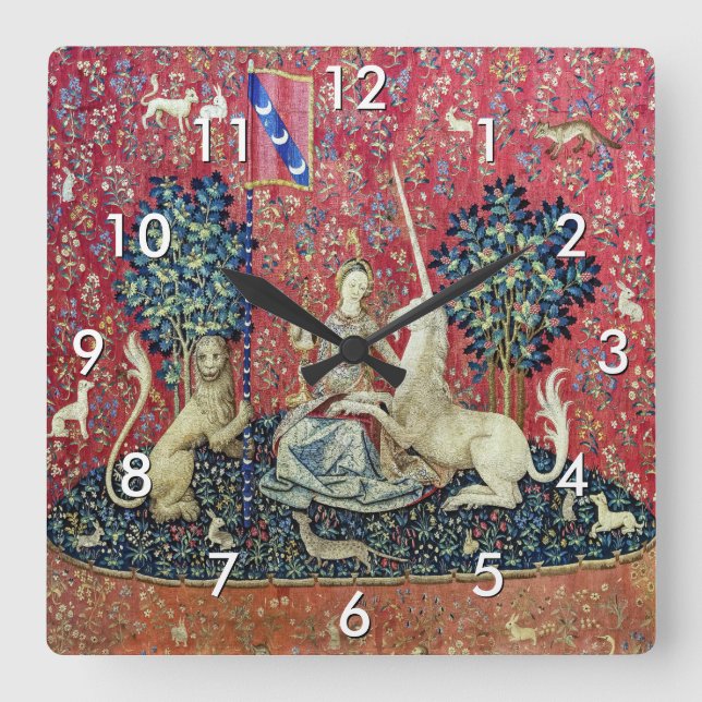 Horloge Carrée La Dame et la licorne, Vue (Recto)