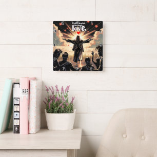 Horloge Carrée La foi fonctionne par l'amour. Galates 5:6