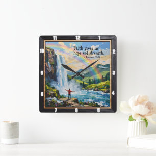 Horloge Carrée La foi nous donne espoir et force. Romains 15:13