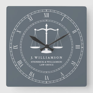 Horloge Carrée La justice mesure le gris d'ardoise nommé fait su