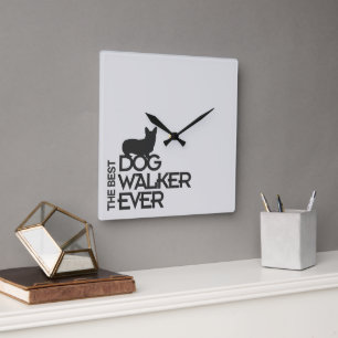 Horloge Carrée La Meilleure Promeneuse de Chiens   Cadeau Silhoue